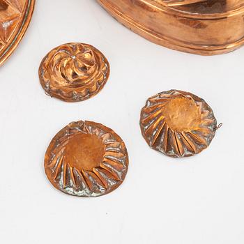 Copper moulds, 19th century (8 pieces).