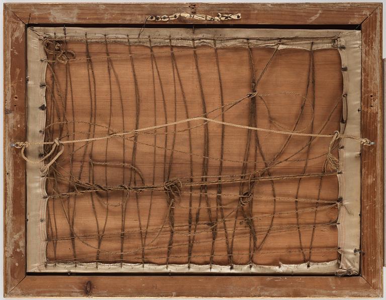 Embroideries, 1 pair, "Vue des Environs de Bayonne", signed and dated.