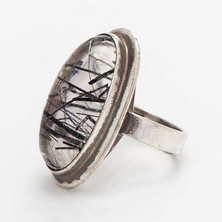 Erik Granit, ring, silver and rutilated quartz, Helsinki, 1962.