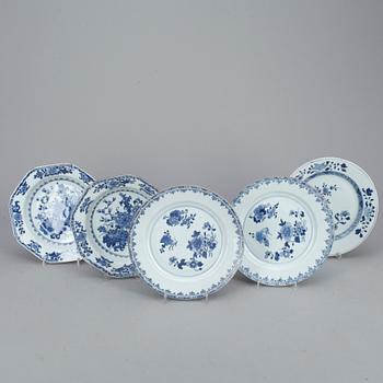 TALLRIKAR, 5 st. Qing dynastin, Qianlong (1736-95).