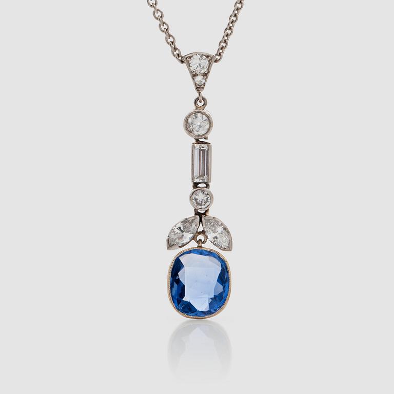 A circa 3.00 ct unheated natural sapphire necklace.
