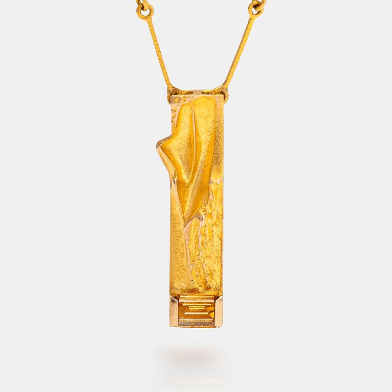 Björn Weckström, A 14K gold necklace "Faro" with a citrine. Lapponia 1983.