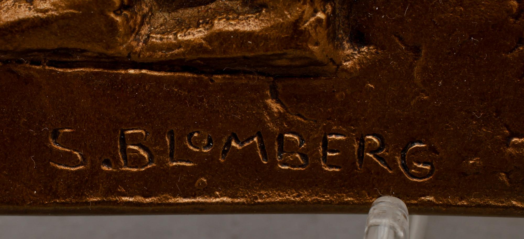 STIG BLOMBERG, skulptur, gulpatinerad brons, sign.