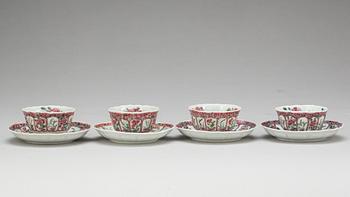TESERVIS, 8 delar, porslin, Kina, 1800-tal.