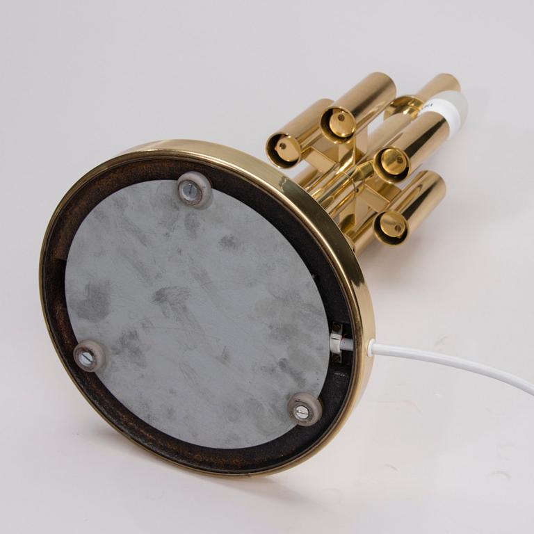 BORDSLAMPA, metall och glas, 1980-tal.