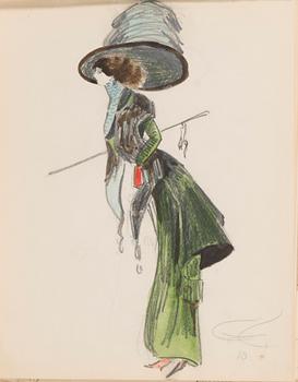 CARL JENSEN-CARLÉN, a scetch book with drawings, mixed media, 27 pages, partially signed C.C.