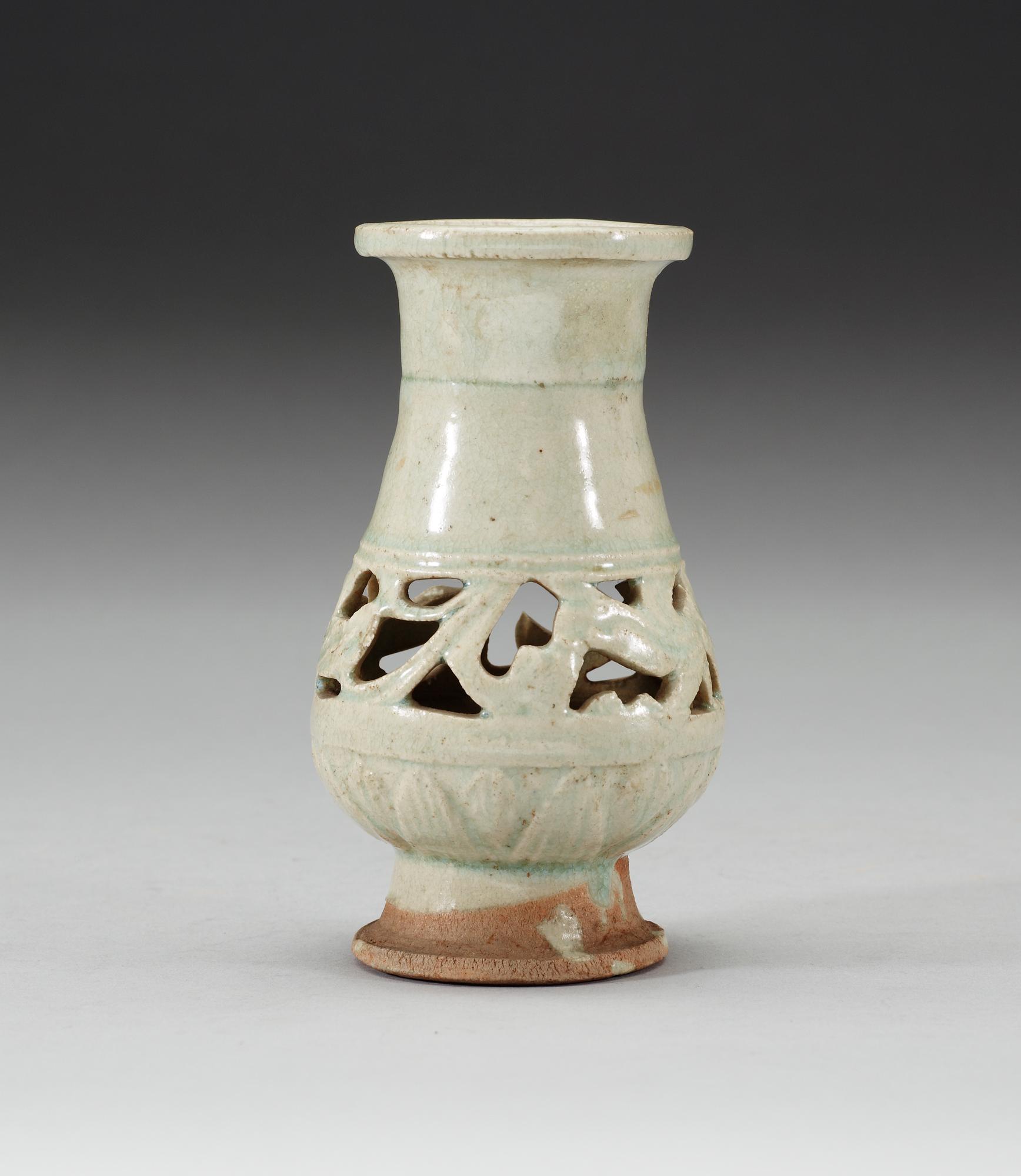A pale celadon glazed vase, Yuan dynasty (1271-1368).