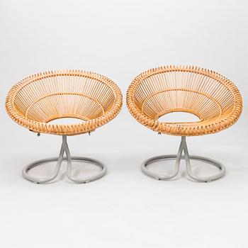 A pair of 'Rondo' rattan easy chairs from Göte-Möbler AB, 1960's.