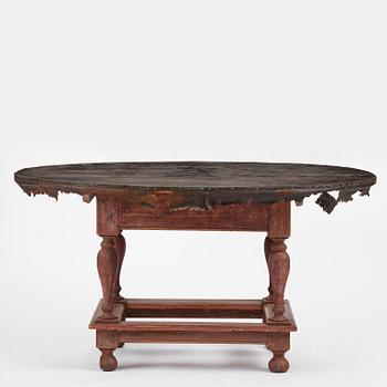 A Swedish leather-clad baroque table, late 17th century / circa 1700.