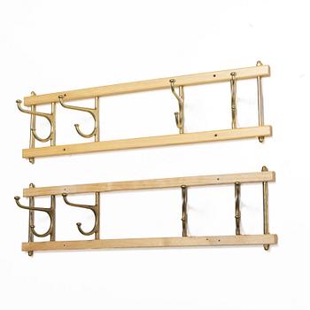 Coat hooks, a pair, “Dekorativ”, Skoglunds metallgjuteri, Anderstorp, 1950s/60s.