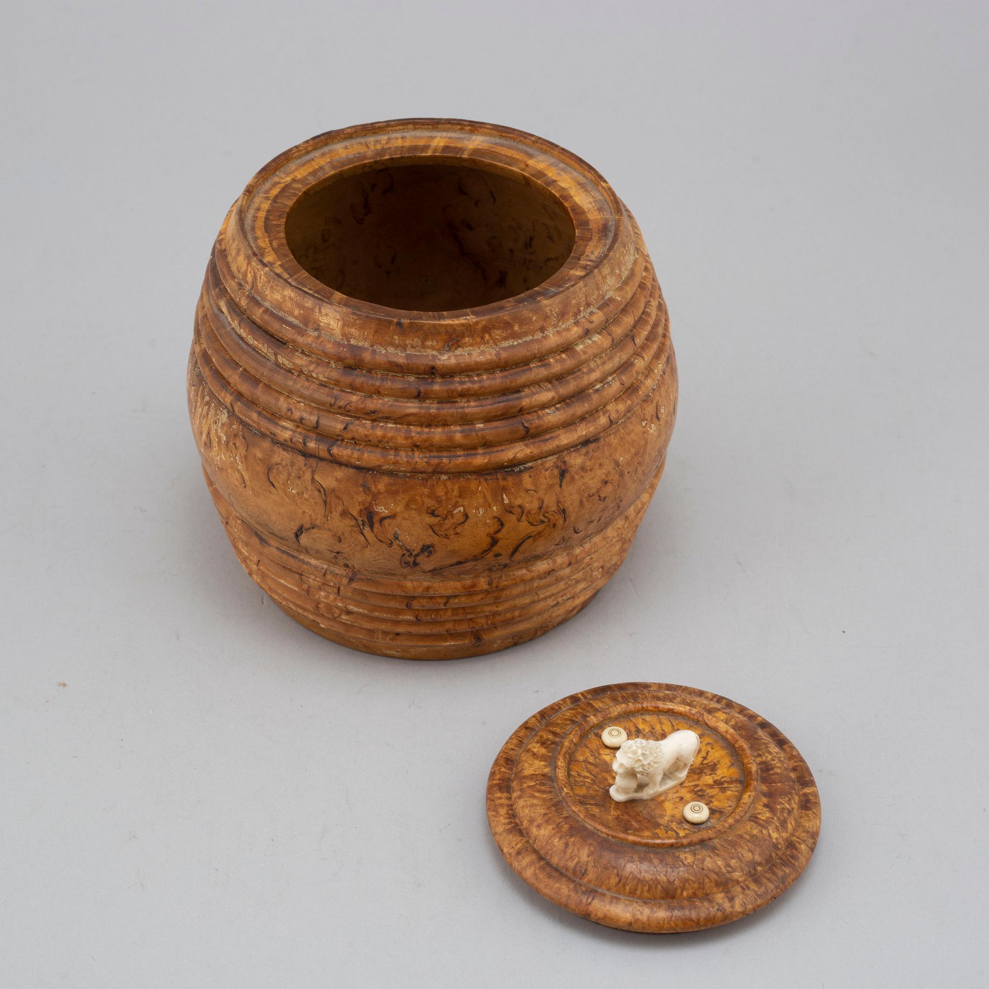 A 19th century birch tobacco box.