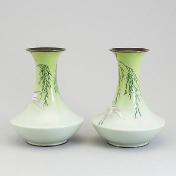 A set of two Japanese cloisonne vases, Meiji period (1867-1912).