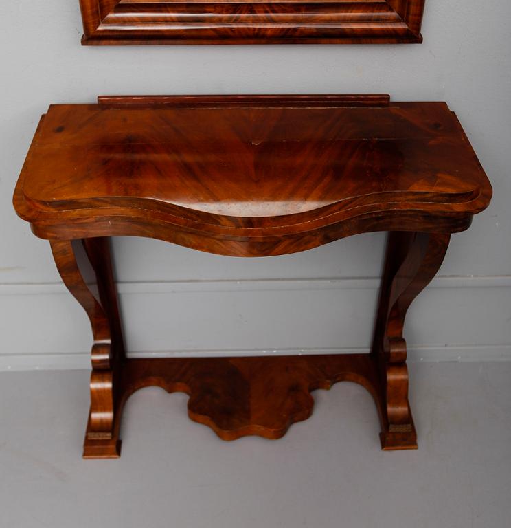 SPEGEL MED KONSOLBORD, 1800-talets mitt.