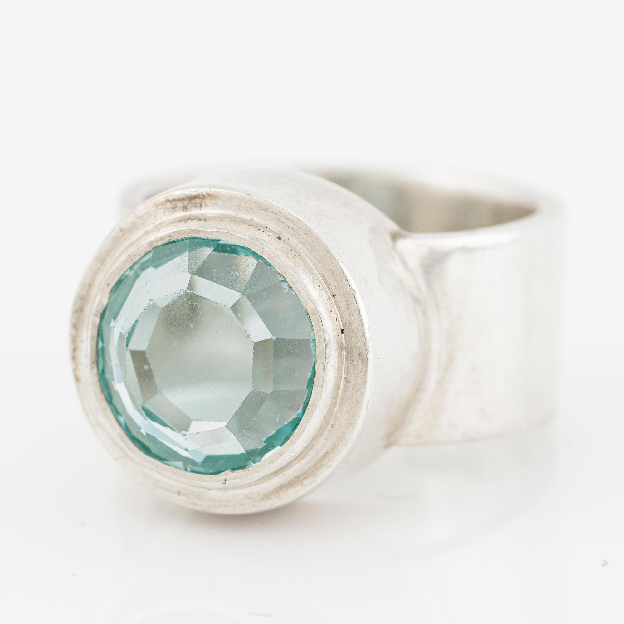 Anders Högberg, ring, sterling silver, with blue stone, Gothenburg 1977.