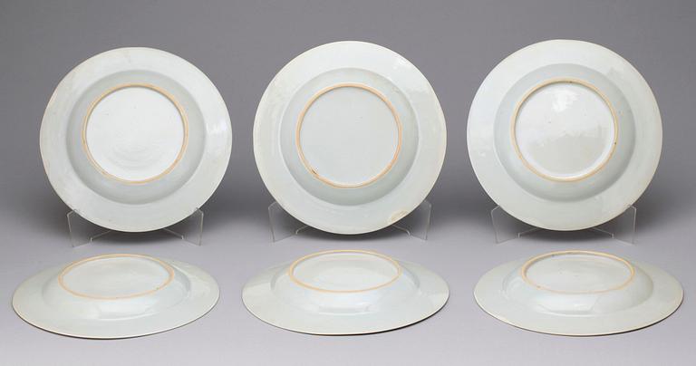 TALLRIKAR, 6 st, porslin, Qianlong, Kina, 1700-tal.