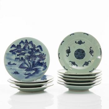 Ten porcelain plates, China, 19th century.