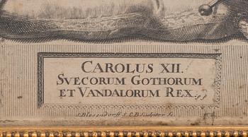 KOPPARSTICK, "Carolus XII. Svecorum Gothorum et Vandalorum Rex" S. BLESENDORFF. 1700-tal.
