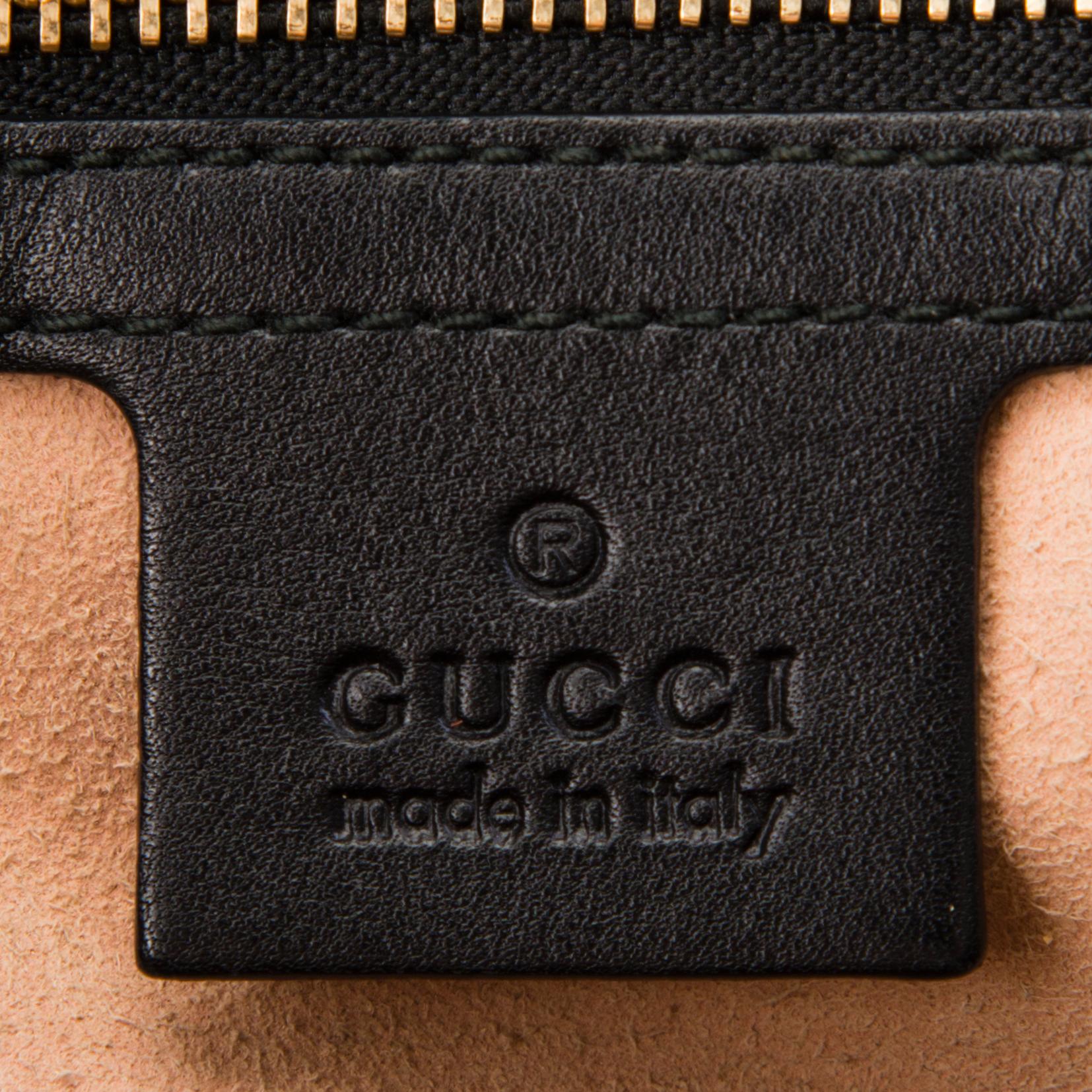 GUCCI Apollo Embossed GG Black Leather Shoulder Bag.