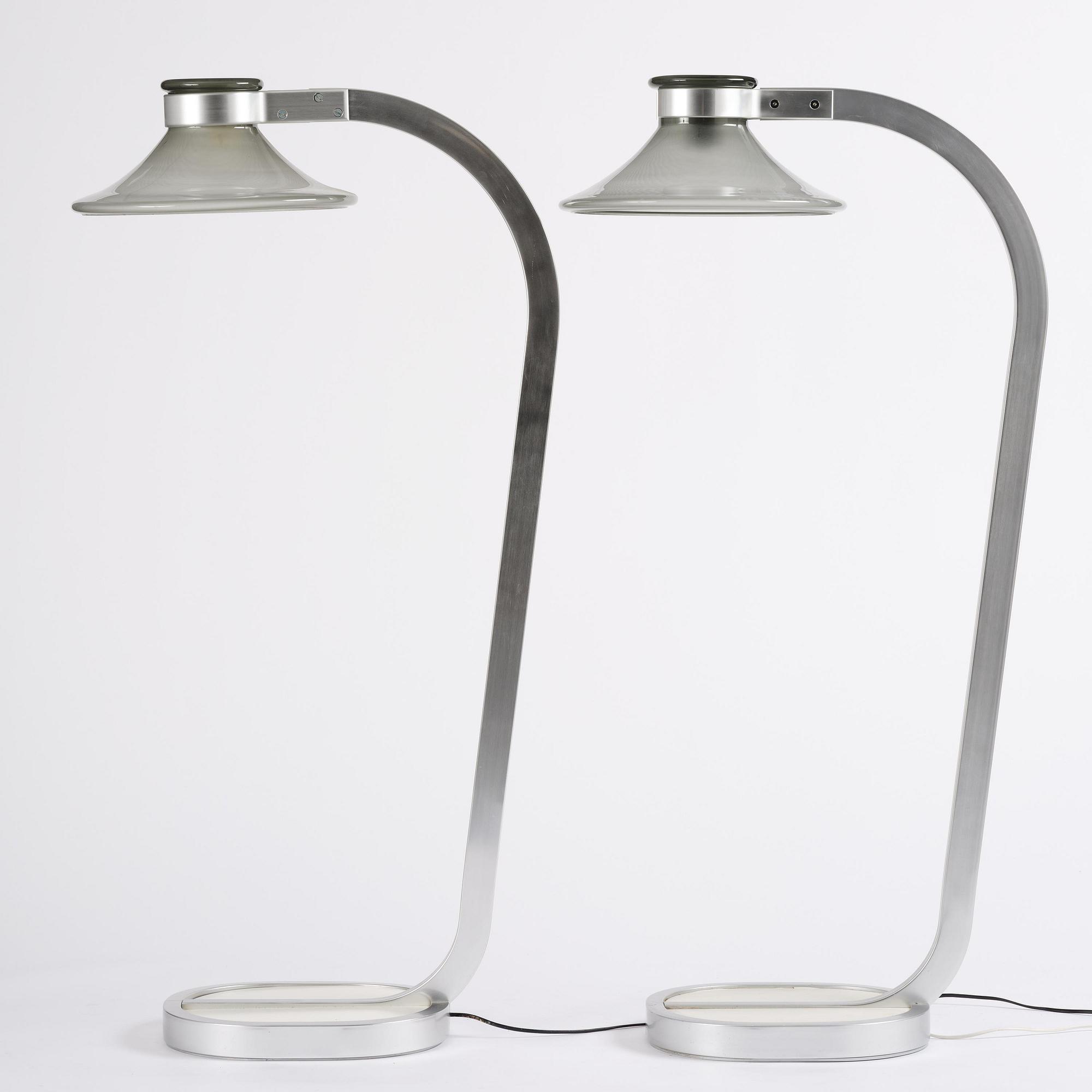 Jan Ekselius, a pair of "Accent" floor lamps, Orrefors, 1970s.
