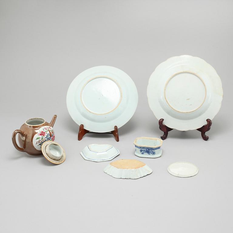 Seven pieces of porcealin, mostly China, mostly 18th century.