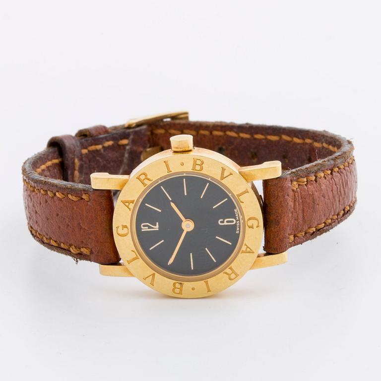 BVLGARI, wristwatch, 18K gold, 23 mm, Ref nr BB 23 GL, black dial, quartz.