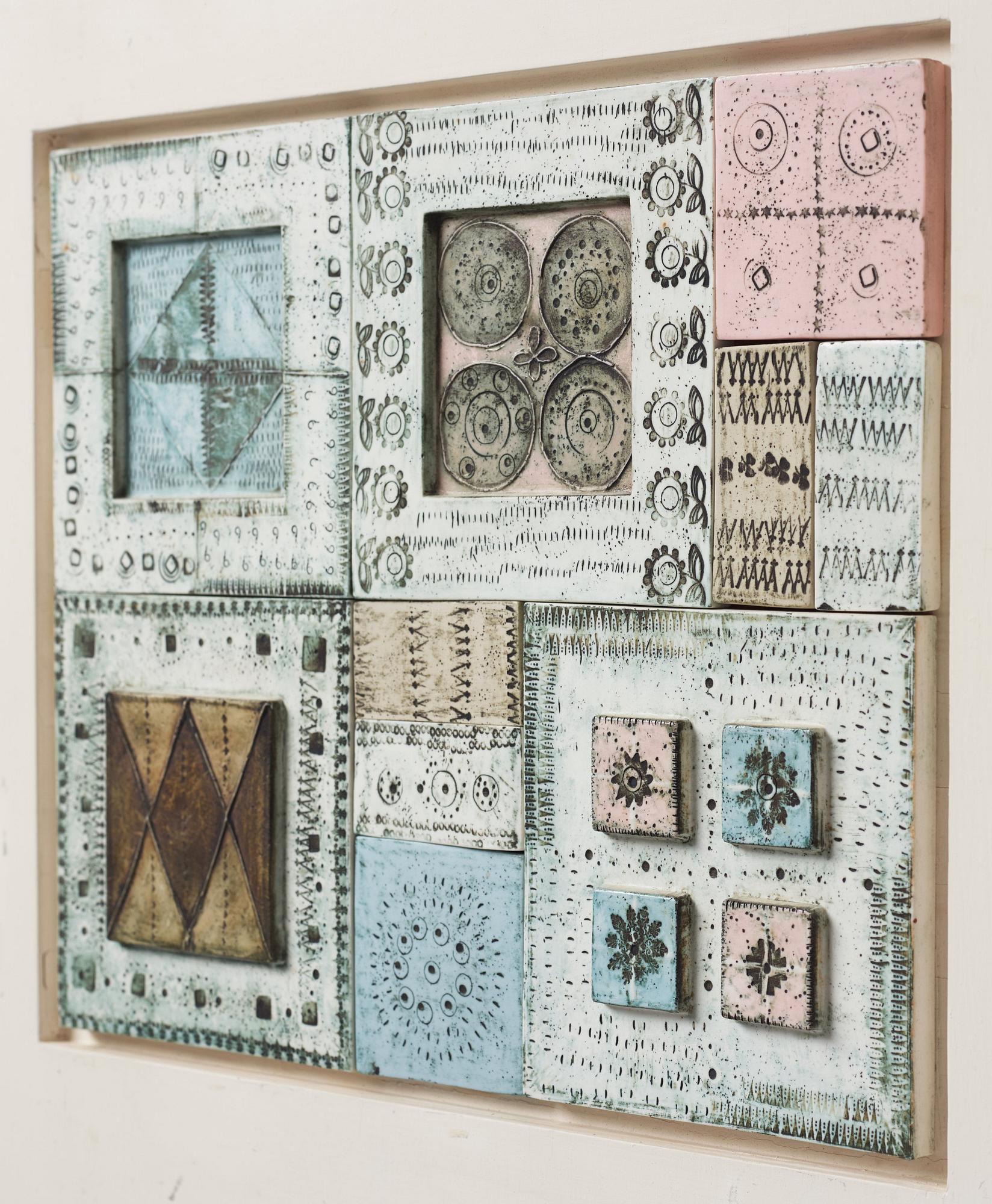 Rut Bryk, a stoneware wall relief, Arabia, Finland ca 1960.