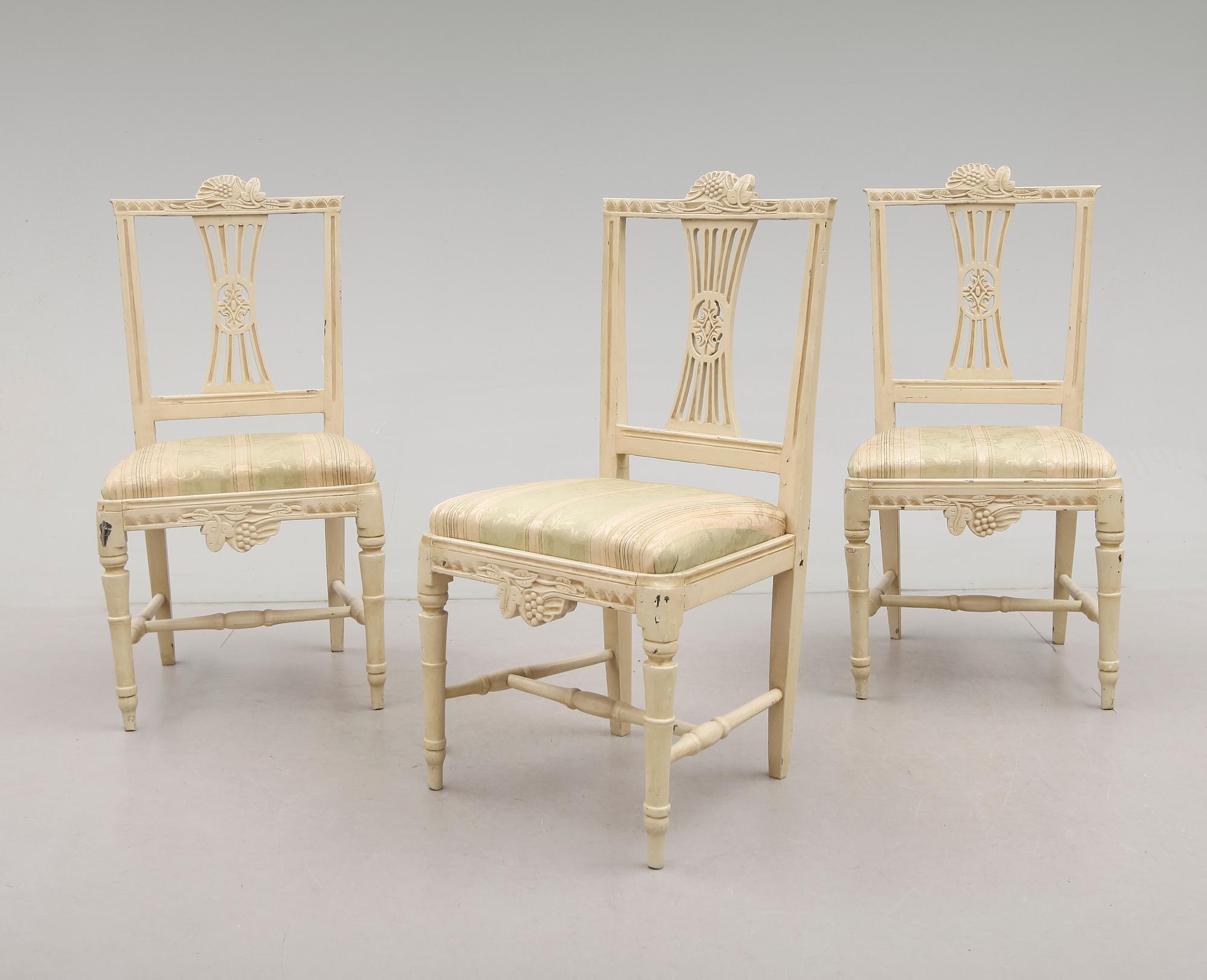 STOLAR, 3 st, Lindome, gustavianska, 1700-talets slut.
