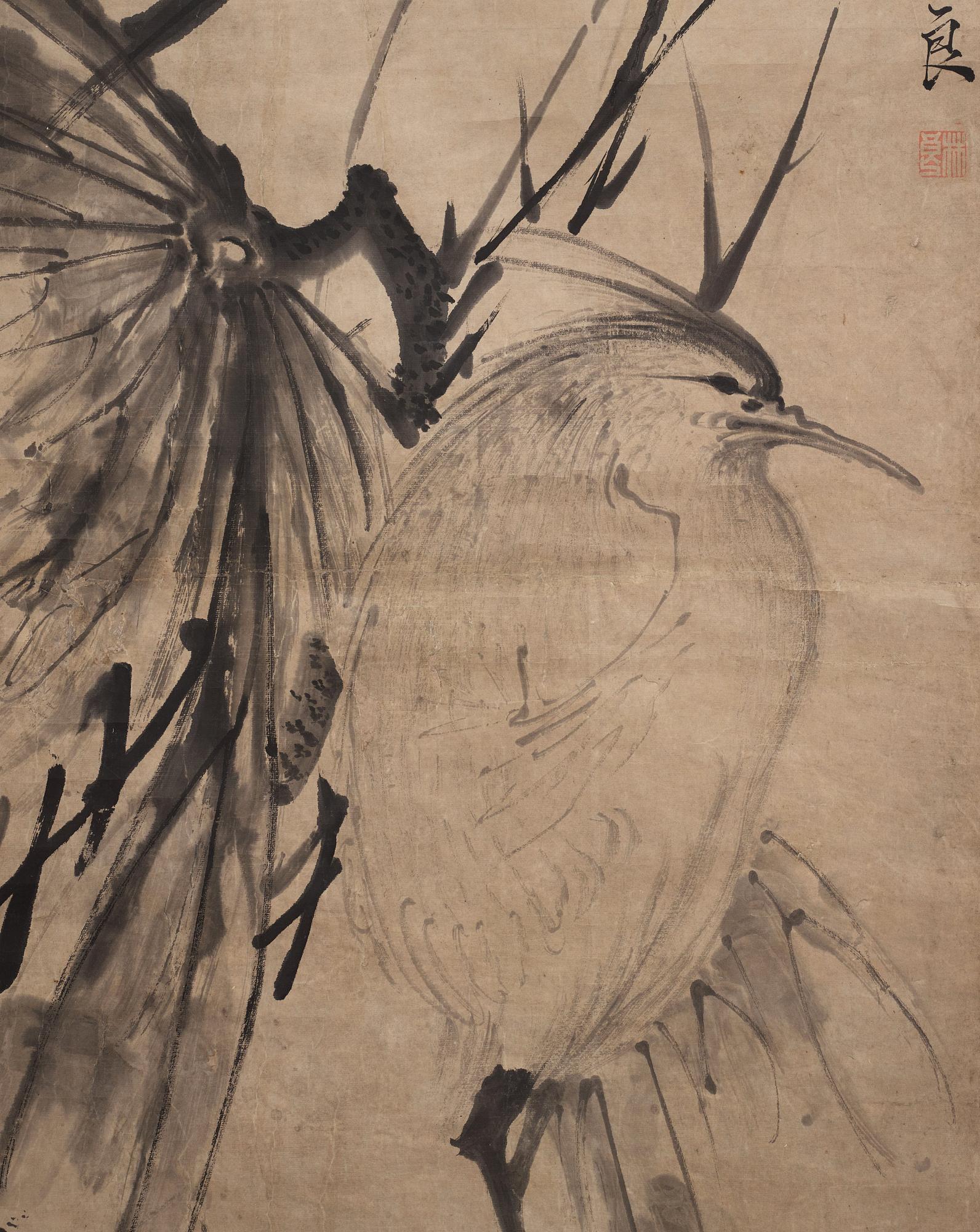 RULLMÅLNING,  efter Lin Liang (1428-1494), Qing dynastin (1644-1912).