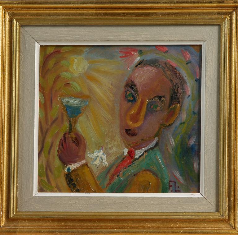 FRANS LARSSON, olja på pannå, sign.