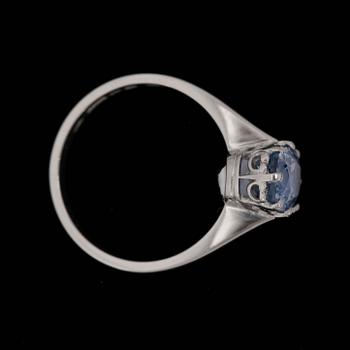 A pale blue, oval cut sapphire, app. 2 cts, Stockholm 1967.