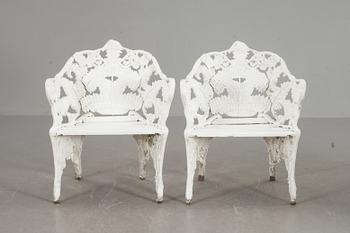 TRÄDGÅRDSFÅTÖLJER, ett par, Byarum Bruk, aluminium. 1900-tal.