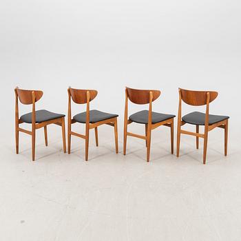 A set of four Danish teak 1960s chairs.