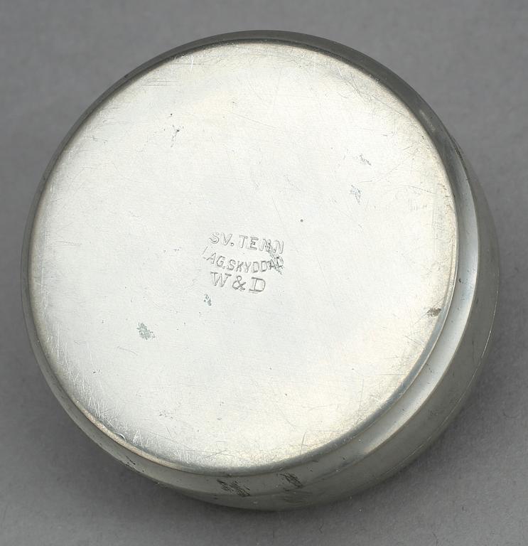 MANSCHETTKNAPPSASK, tenn, Widerholm & Dahlberg, Eskilstuna. 1930/40-tal.