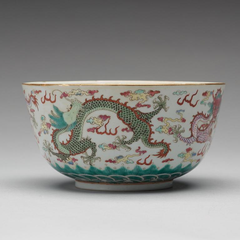 A dragon bowl, Qing dynasty with Guangxus six character mark.