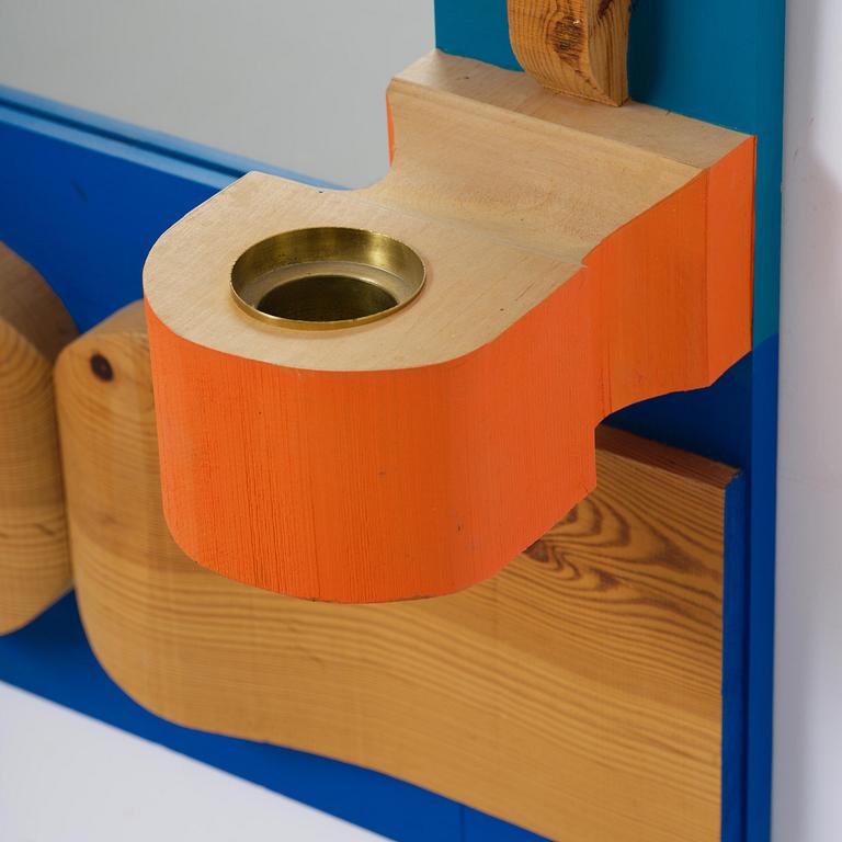 Erik Höglund, a wall mirror with two candle holders, Eriksmålaglas, Sweden, 1960s-70s.