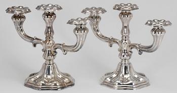KANDELABRAR, ett par, silver, CG Hallberg, Stockholm, 1938.