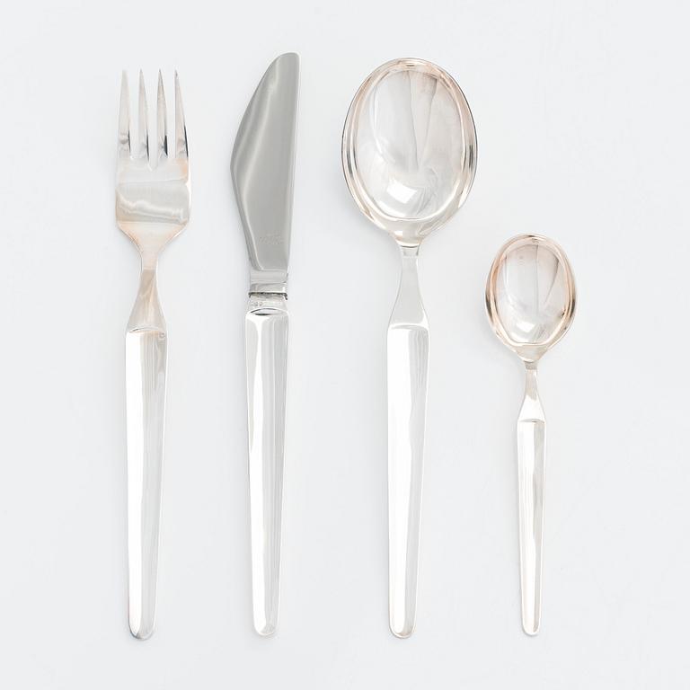 A 72-piece sterling silver cutlery set, 'Diplomat', Kultateollisuus Turku 1978. In three original boxes.