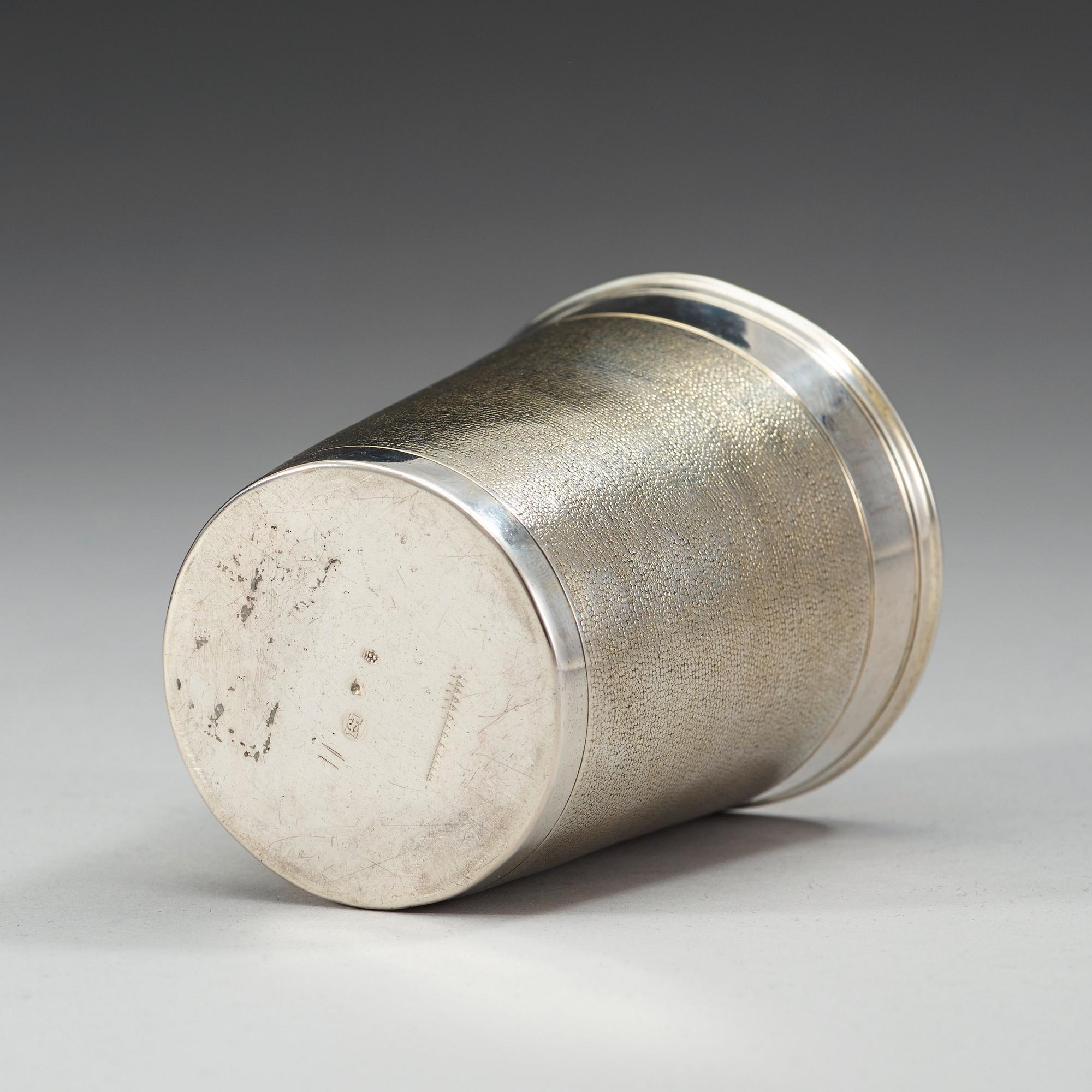 A German 17th century parcel-gilt beaker, marks of Johan Seutter, Augsburg 1670-1680.