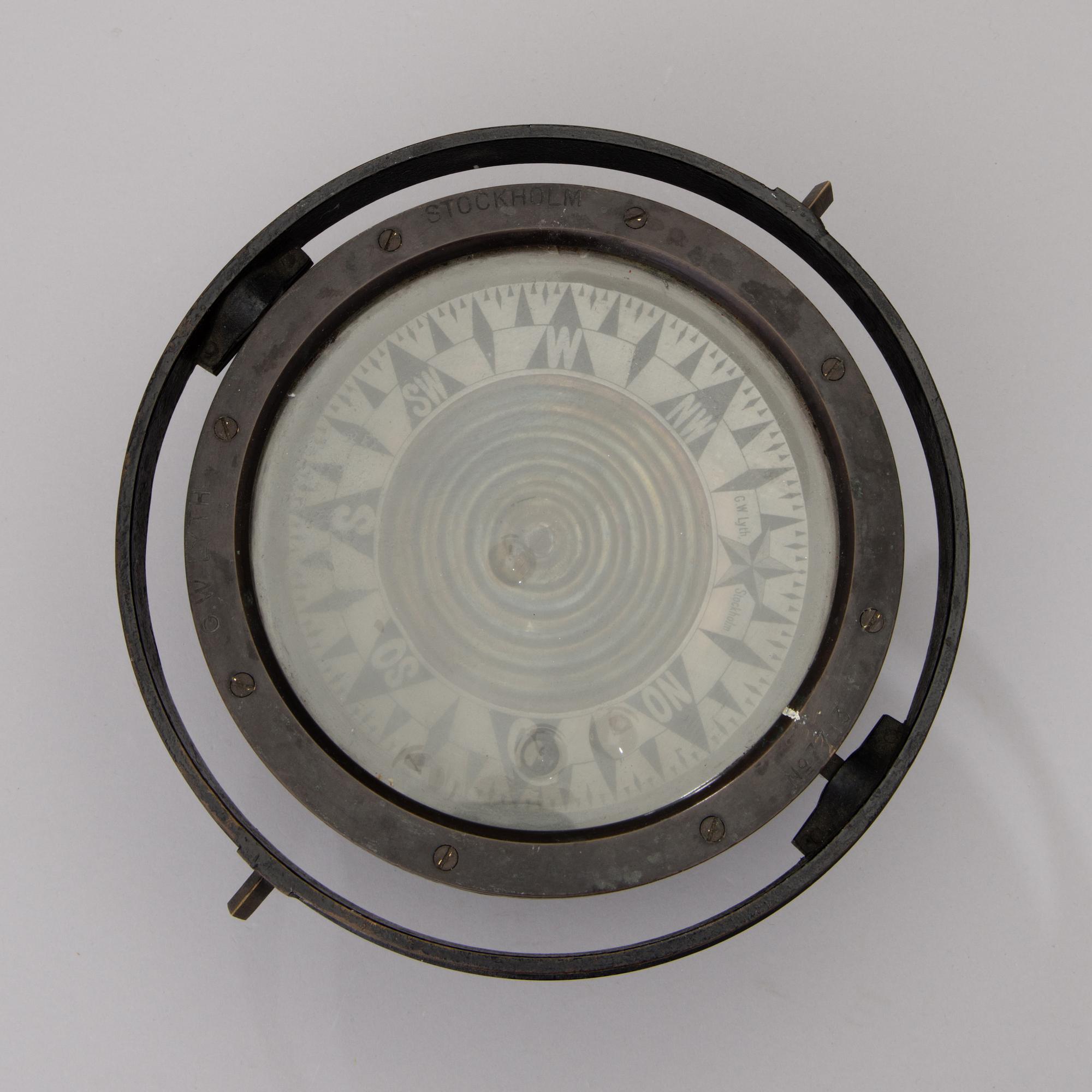 A Swedish compass by G.W. Lyth in Stockholm, and a bottle ship.