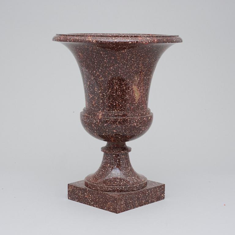A Swedish Empire 19th Century porphyry urn.