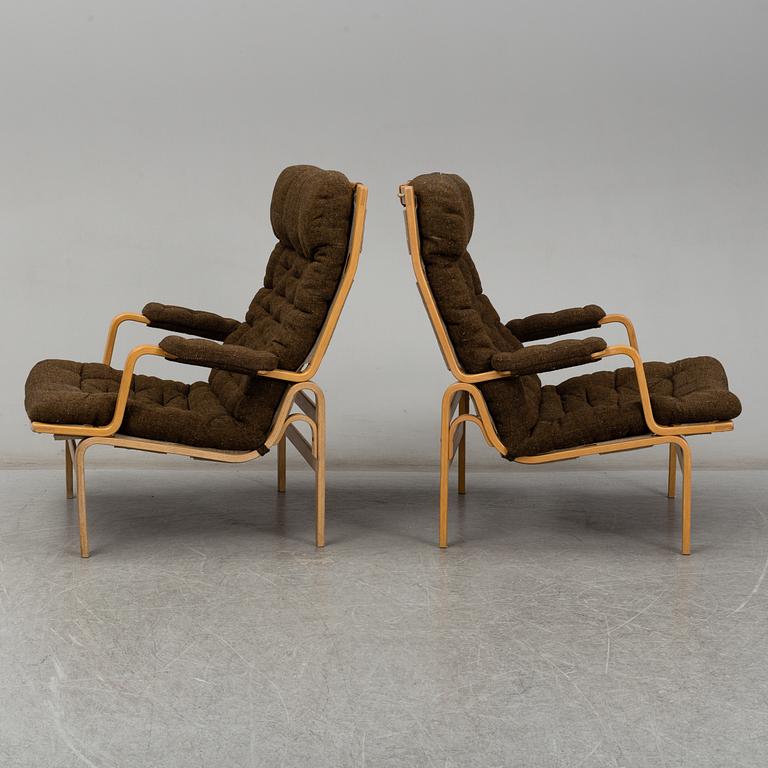 A pair of 'Ingrid' easy chairs by Bruno Mathsson, Dux. Second half of the 20th century.