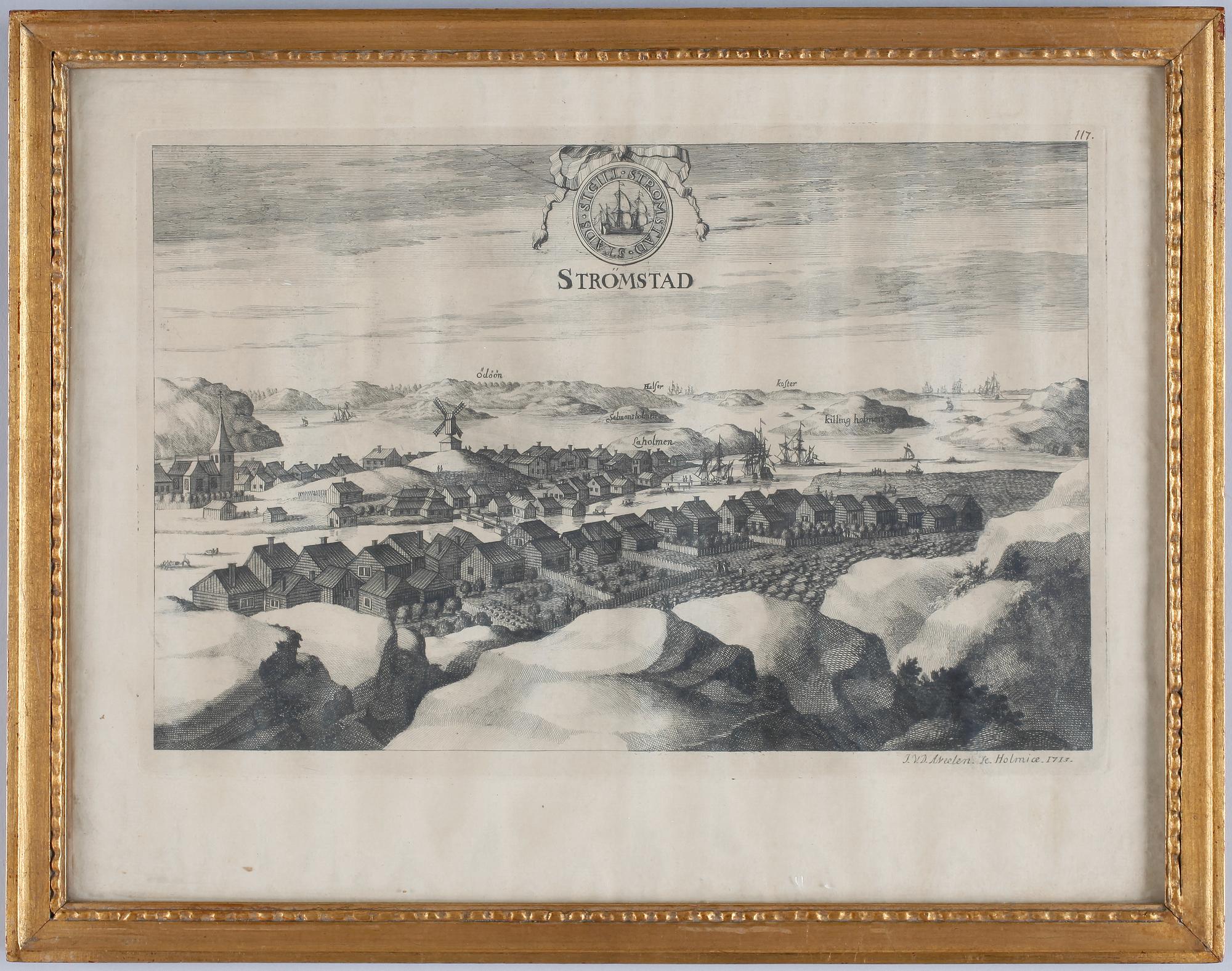 KOPPARSTICK, 2 st, bl a Johannes van den Aveelen, dat 1713.
