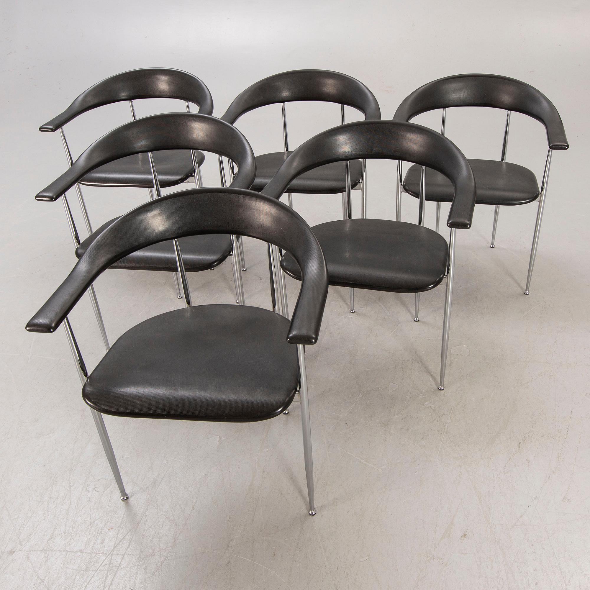 Giancarlo Vegni & Gianfranco Gualtierotti, armchairs 6 pcs for Fasem 20th century later.