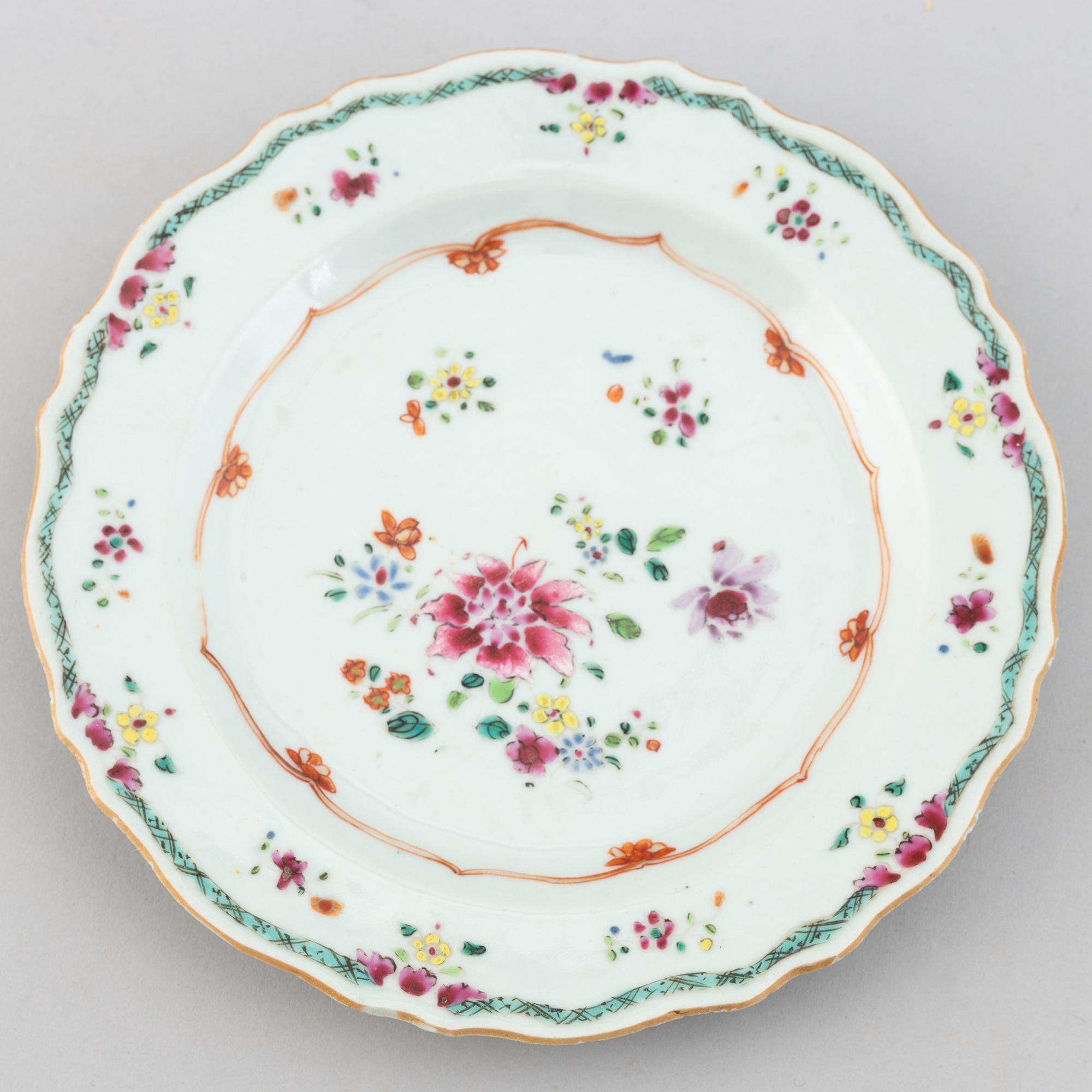 A group of 12 famille rose matched plates, Qing dynasty, Qianlong (1736-95).