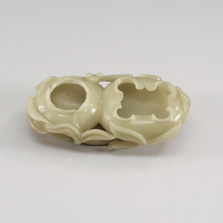 A carved nephrite brush washer, China.