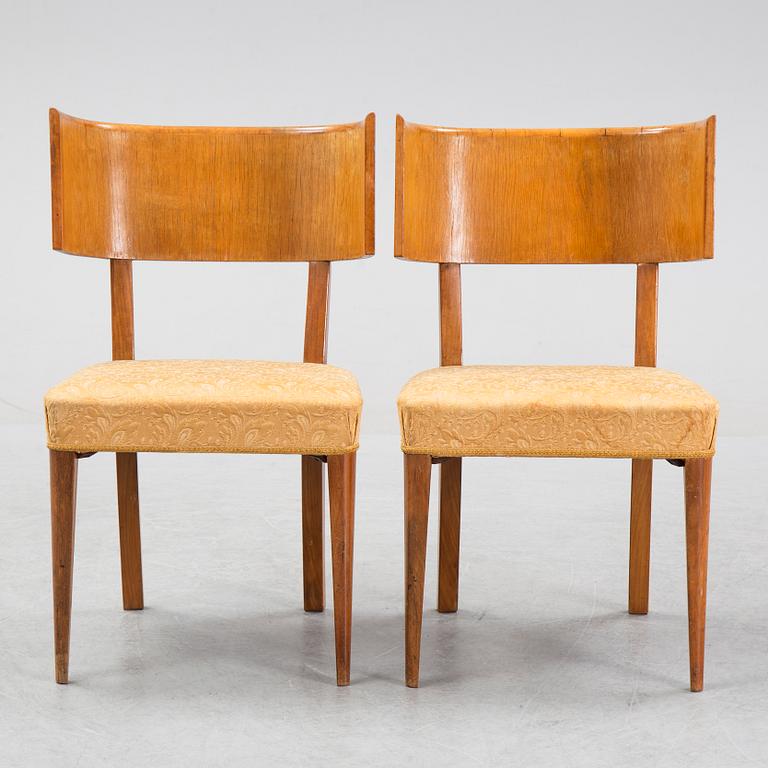 A pair of Swedish Grace klismos chairs, 1930's.