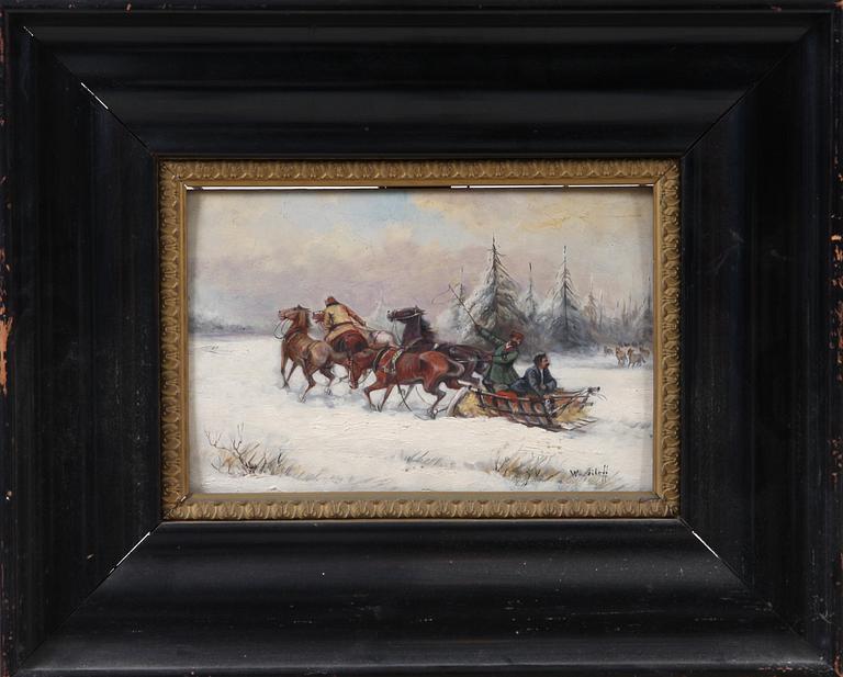 OKÄND KONSTNÄR, olja på pannå, 2 st, sign Wassiloff. Ryssland, 1900-talets senare hälft.