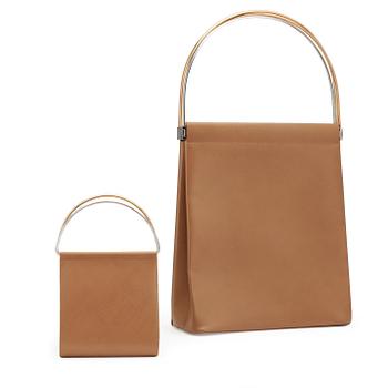 356. CARTIER, a beige leather handbag and wallet.