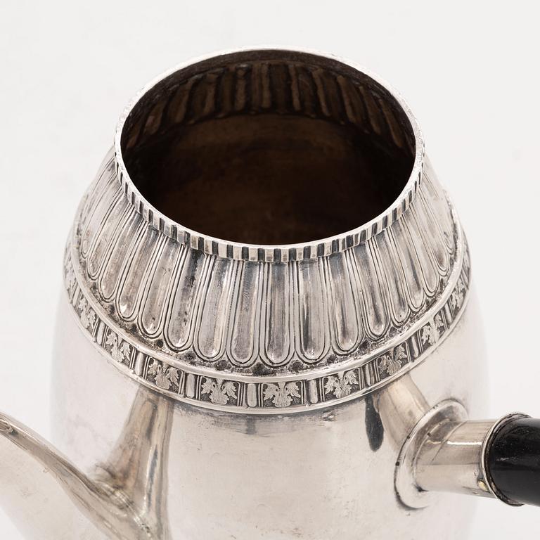 A Swedish Silver Empire Style small Coffee Pot, mark of Carl Neuendorff dy, Karlskrona 1889.