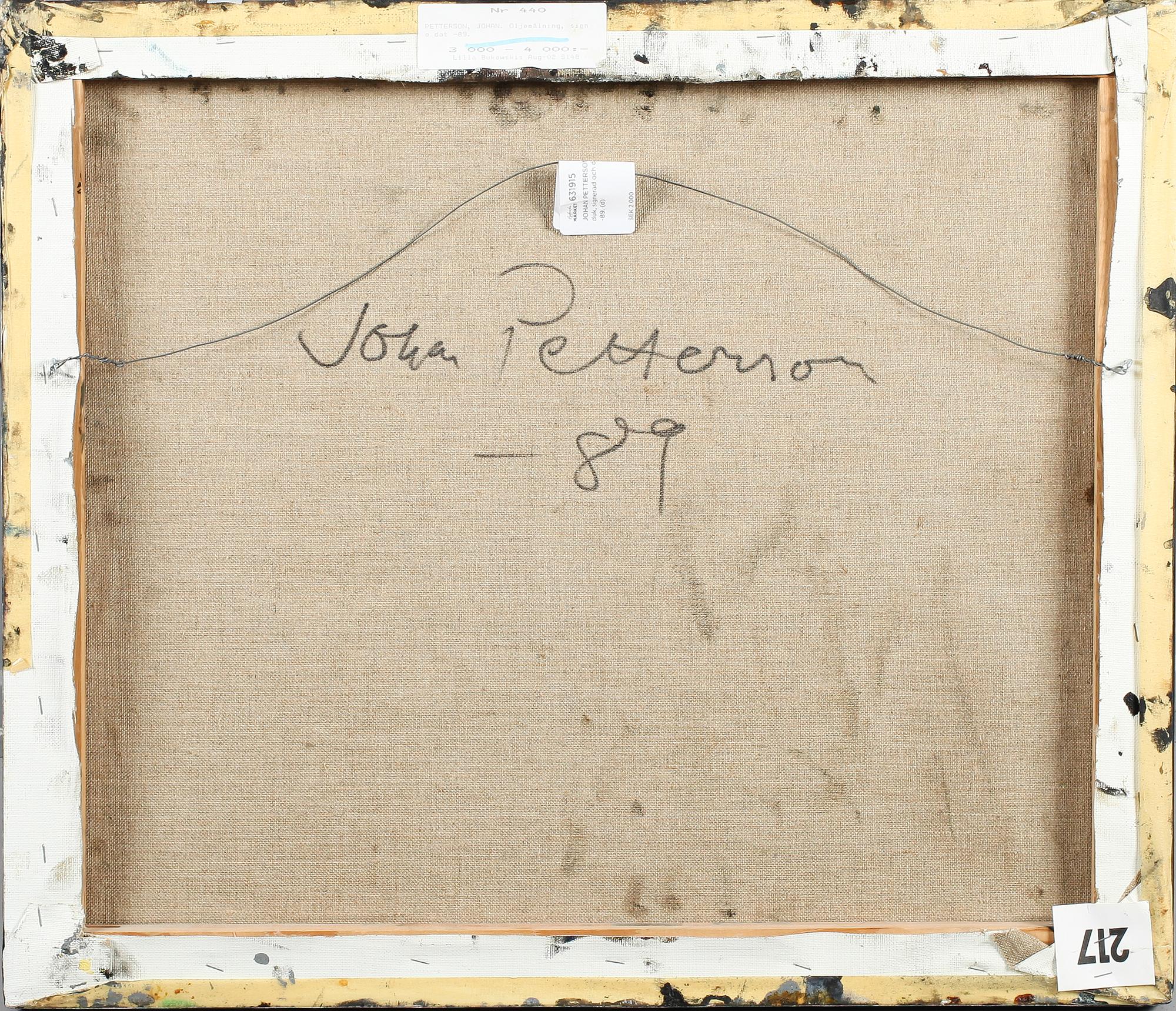 JOHAN PETTERSON, olja på duk, signerad och daterad -89.